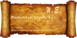 Maskovics Ernák névjegykártya